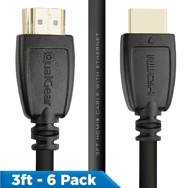 QualGear High Speed HDMI 2.0 Cable with Ethernet, 3 ft., (6-Pack)