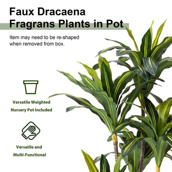 Glitzhome 4.5 ft. Faux Dracaena Fragrans Plants in Pot 2039000010 Glitzhome 4.5 ft. Faux Dracaena Fragrans Plants in Pot 2039000010