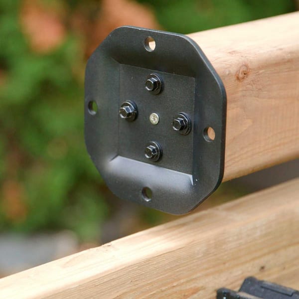 Nuvo Iron 5.25-in x 5.25-in Black Powder Coated Steel Post Connector