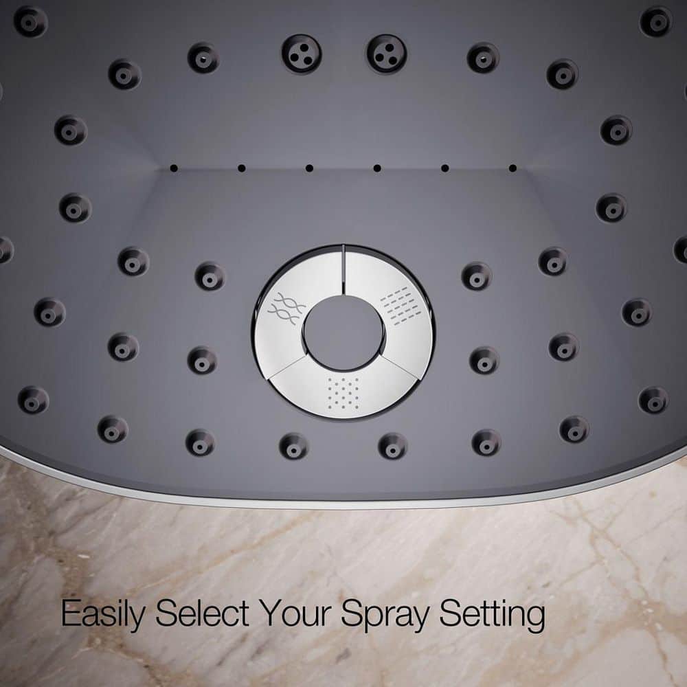 Chrome Oval Multifunction Wall Mounted Showerhead