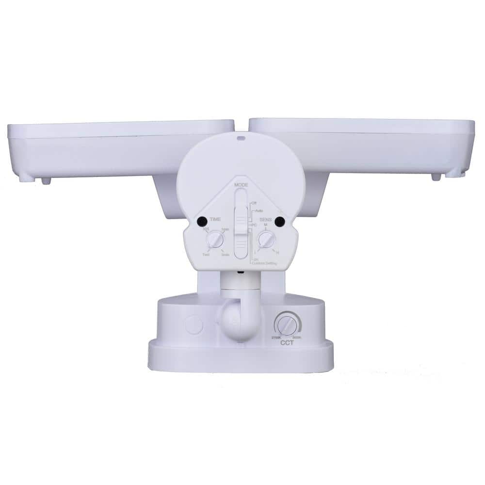 White Dual Head LED Outdoor Security Flood Light with Motion Sensor