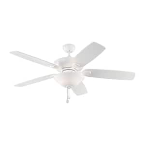 Colony Max Plus 52 in. Transitional Rubberized White Ceiling Fan with White Blades, LED Light Kit and Pull Chain