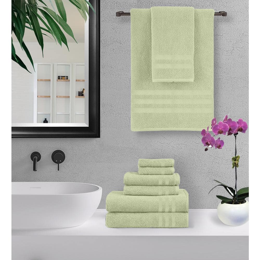 6 Piece Sage Egyptian Cotton Bath Towel Set
