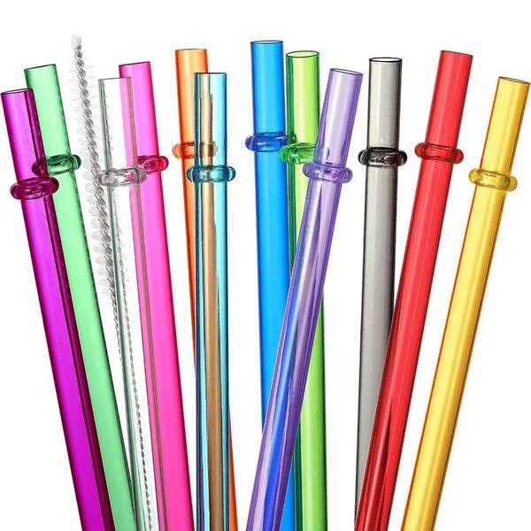 PRIMEPLUS Reusable Straws with 4 Brushes, Disposable Plastic Straws for Tumblers, Cups, Jars, Stanley, YETI, Starbucks, 24 Piece