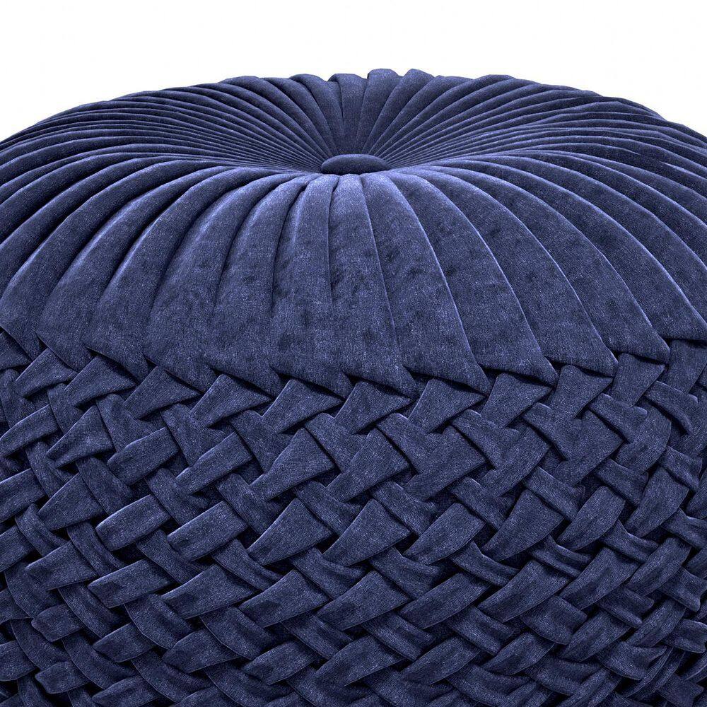 Grafton Luxurious Dark Blue Velvet Tufted Round Pouf
