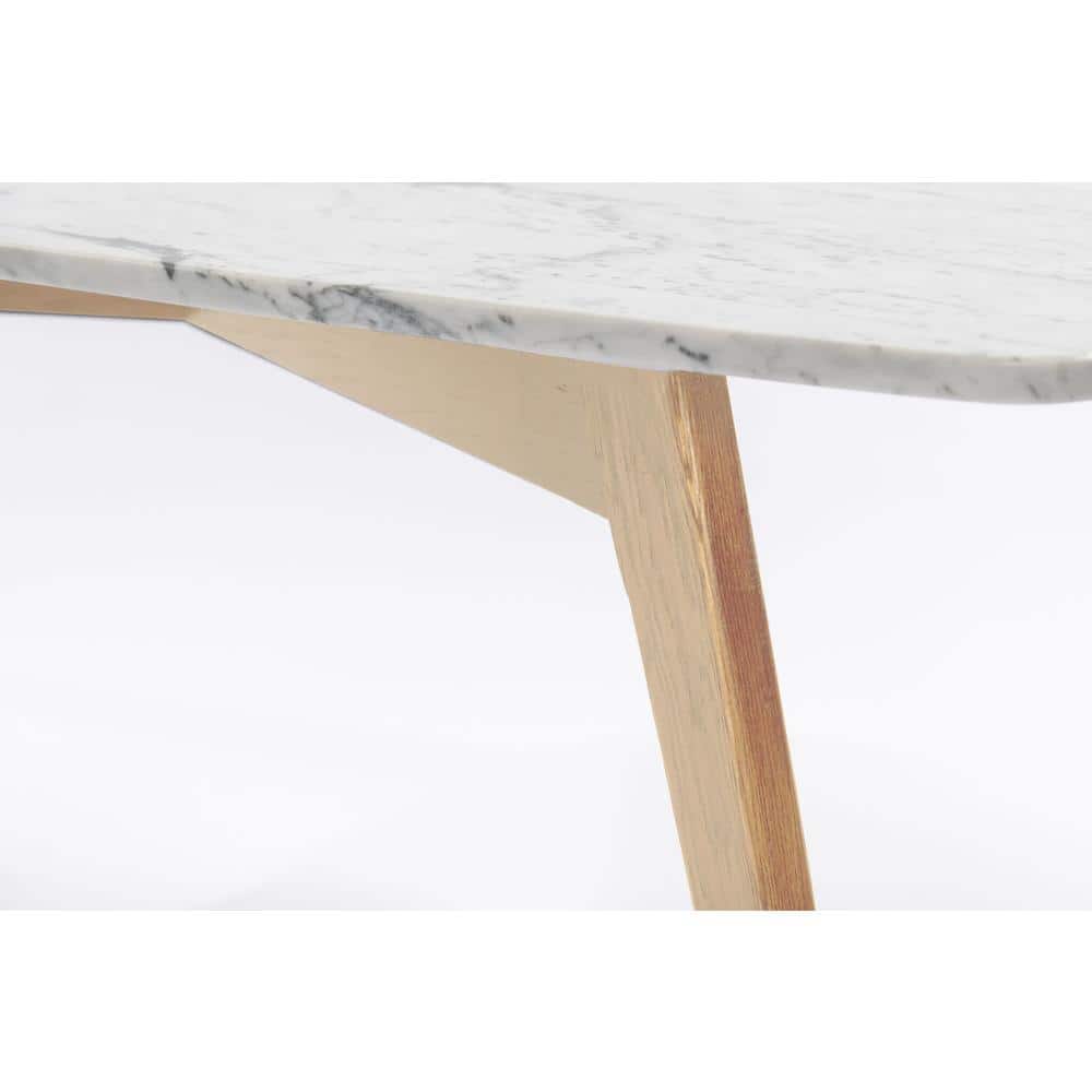 Vezzana 32" Square White Marble Table with Oak Legs