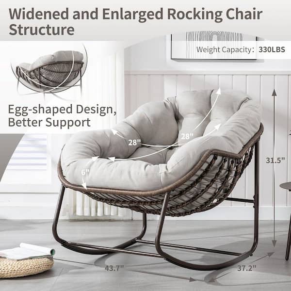 maocao hoom Metal Outdoor Rocking Chairs, Oversized Papasan