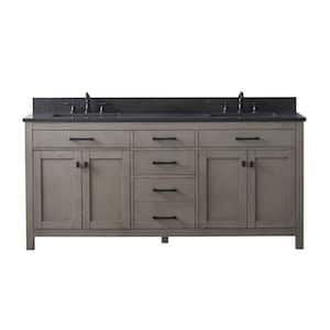 Jasper 72 in. W x 22 in. D x 34 in. H Bath Vanity in Textured Gray with Blue Limestone Top with White Sinks