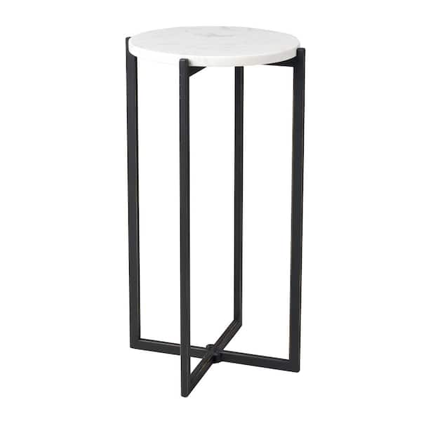 Unbranded Sherwood 10 in. Black Round Marble Accent Table