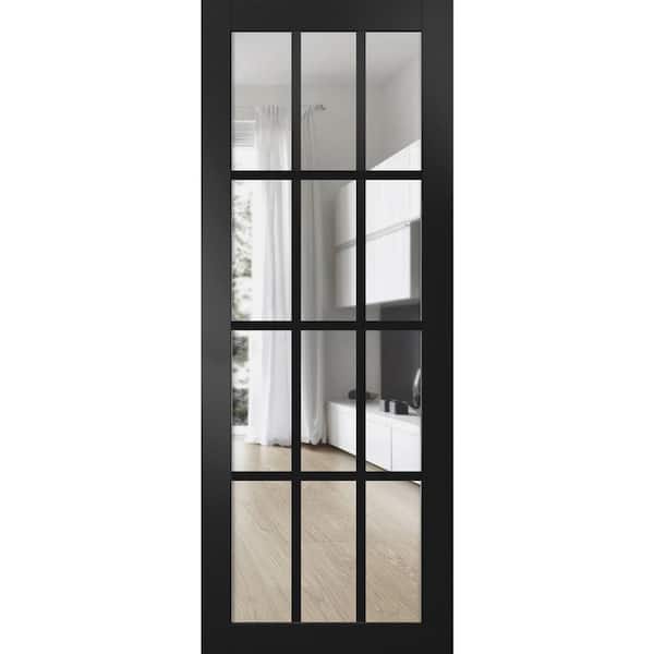 32 in. x 34 in. Solid Wood Clear glass Black Matte Interior Door Slab