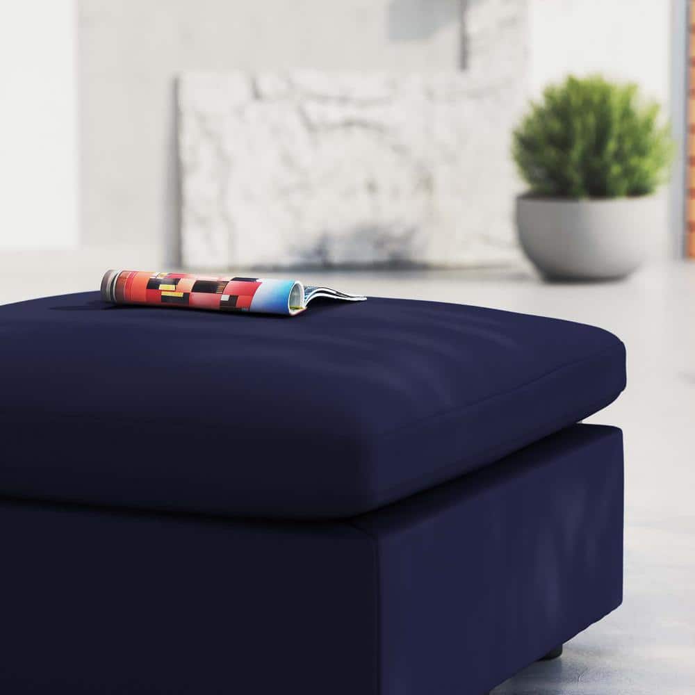 Commix Navy Blue Sunbrella Fabric Outdoor Ottoman