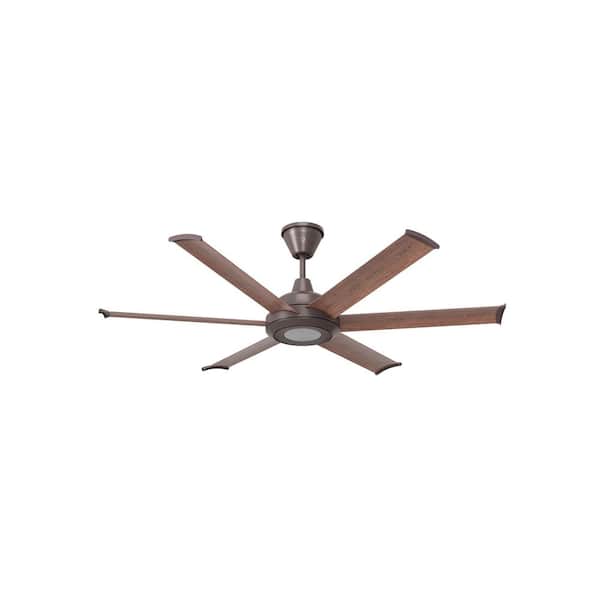 Bison 60 in. Smart Indoor/Outdoor Ceiling Fan, Bronze/Walnut, Universal Mount 7 in. Downrod, LED, Remote and Phone App