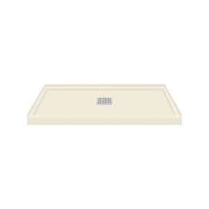 Linear 32 in. L x 48 in. W Alcove Shower Pan Base with Center Drain in Cameo