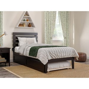 Oxford 40-1/4 in. W Espresso Dark Brown Twin Extra Long Solid Wood Frame with Twin XL Pull Out Trundle Platform Bed