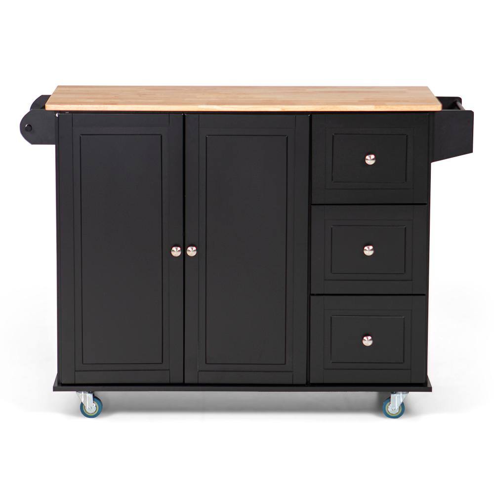 PHI VILLA Black Rolling Kitchen Cart Utility Storage With