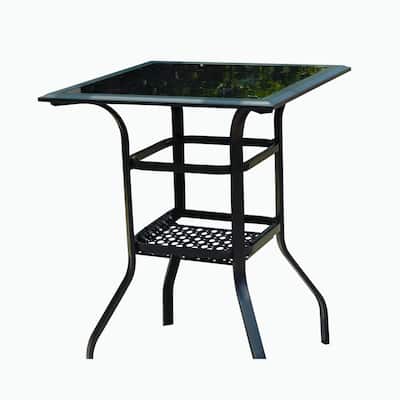 Metal Outdoor Bistro Bar Table with Storage