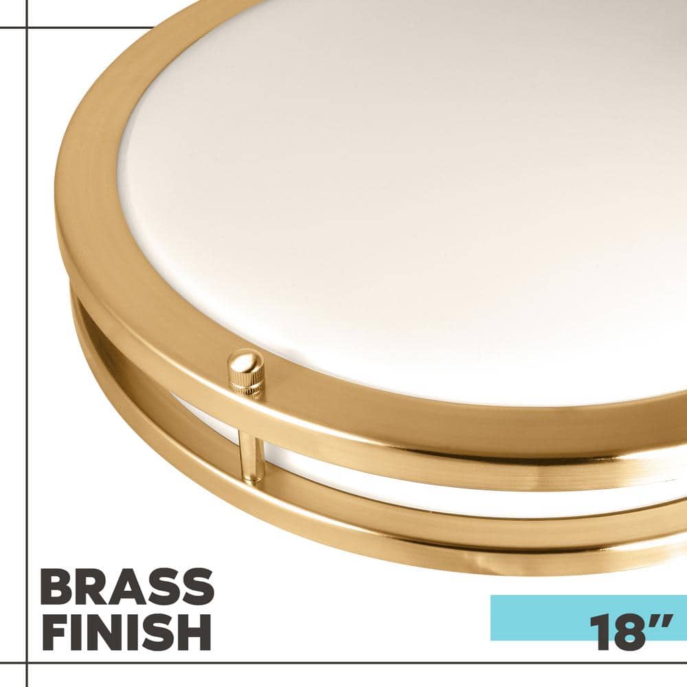 Elegant 18" Brushed Brass LED Ceiling Light with Color Select Feature