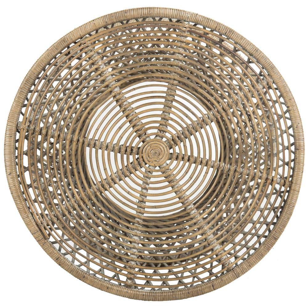 Transitional Grey Round Wicker Coffee Table