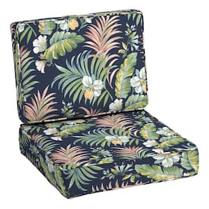 ProFoam 24 in. x 24 in. 2-Piece Deep Seating Outdoor Lounge Chair Simone Blue Tropical Cushion