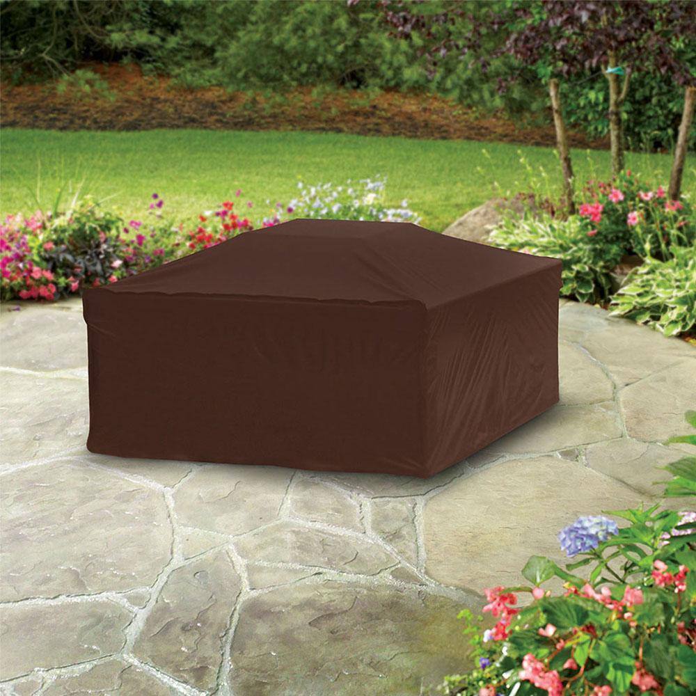 Dark Brown PVC Square Fire Pit Cover, 38 x 38 x 18 Inches