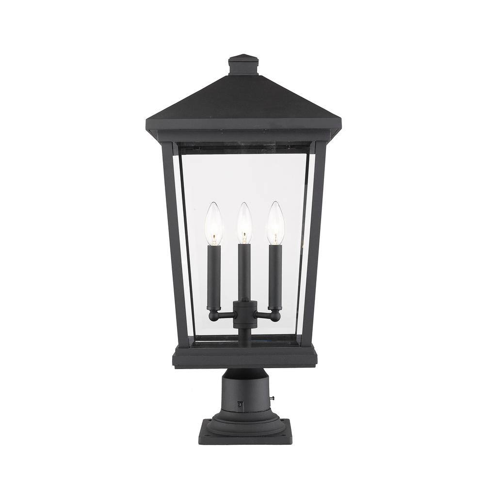 Beacon 25.5 in. 3-Light Black Aluminum Hardwired Outdoor Weather Resistant 