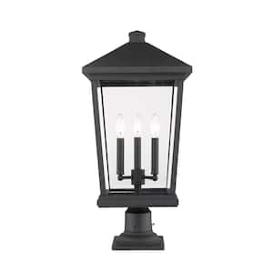 Beacon 25.5 in. 3-Light Black Aluminum Hardwired Outdoor Weather Resistant Pier Mount Light with No Bulb included