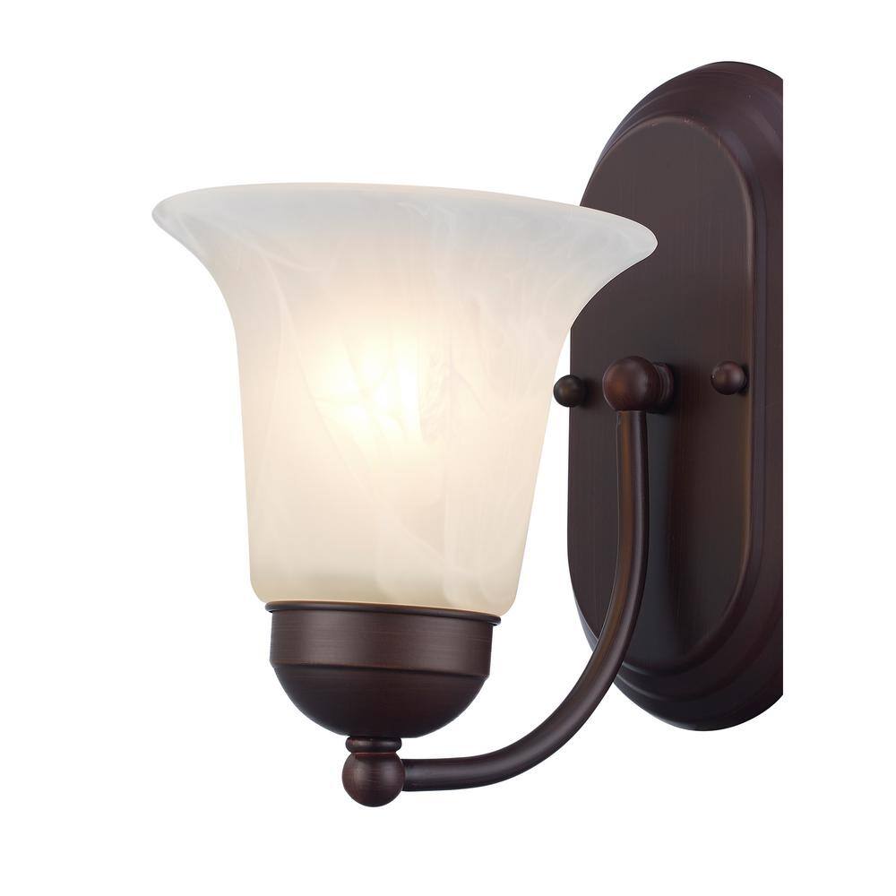 Bronze 6" Traditional Wall Sconce with Marbleized Glass Shade