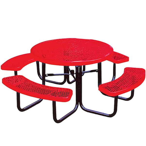 Unbranded Portable Red Diamond Commercial Park Round Picnic Table