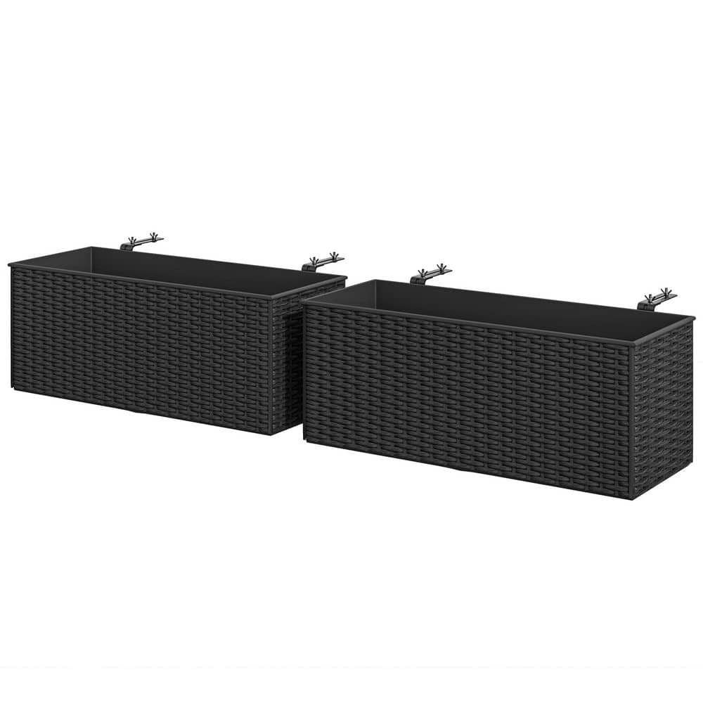 Metal Raised Planter Box, Set of 2, Self-Watering Hanging Flower Pots for F