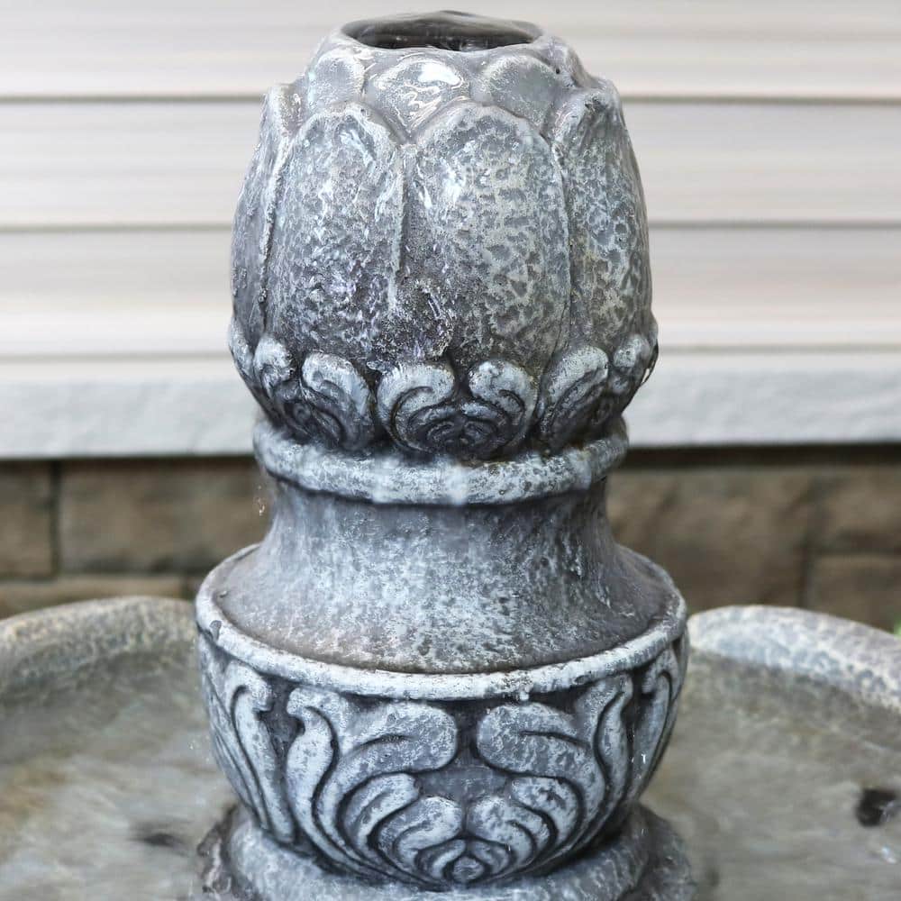 50" Dusty Gray Fiberglass Reinforced Concrete 2-Tier Outdoor Water Fountain