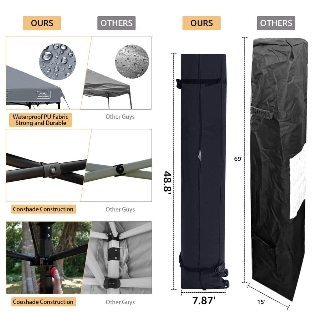 10x10 Dark Gray Waterproof Pop-Up Canopy Tent with Adjustable Legs