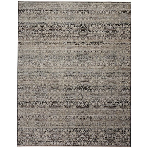 HomeRoots Gray and Ivory Abstract 10 ft. x 13 ft. Area Rug