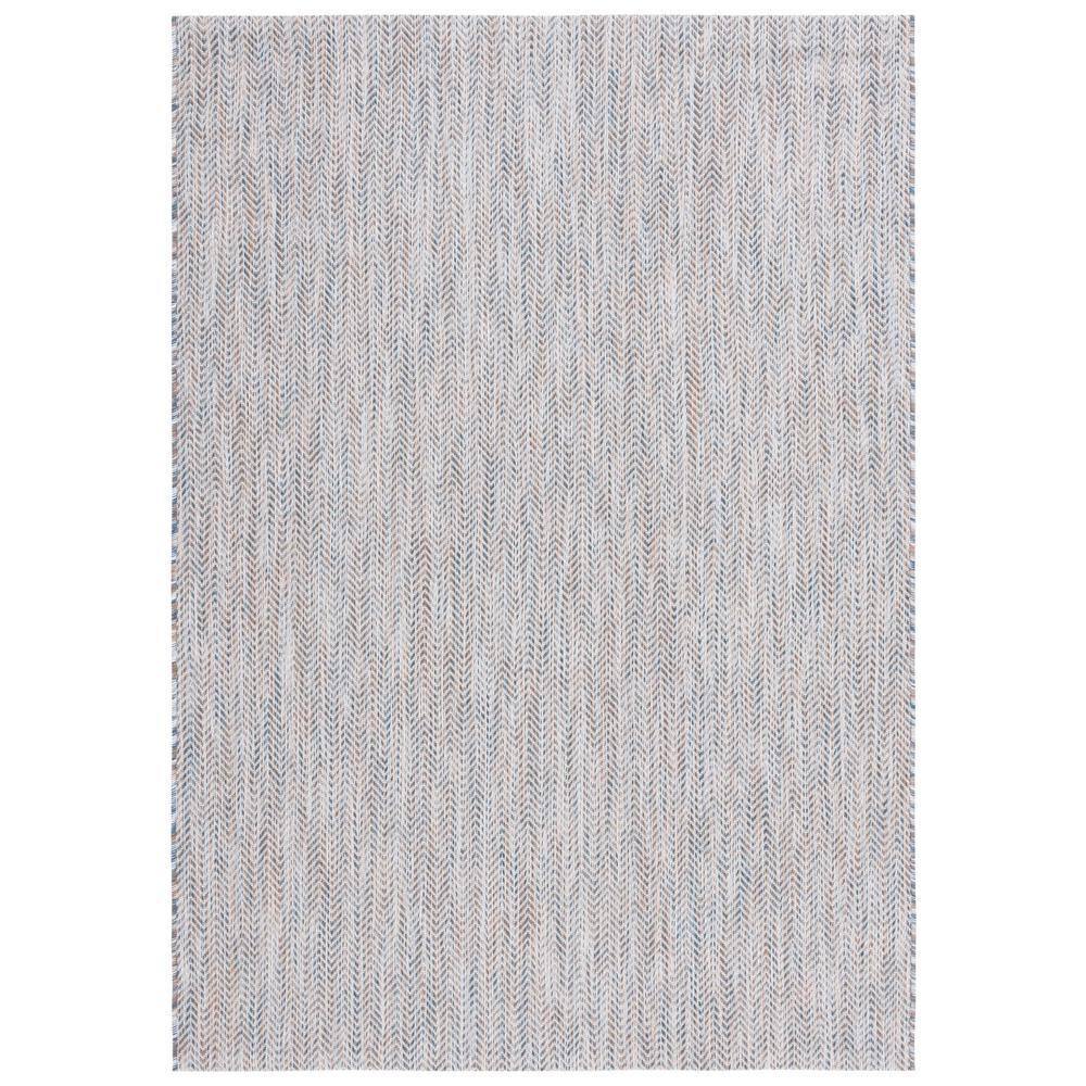 Ivory Blue and Beige Chevron Indoor Outdoor Area Rug