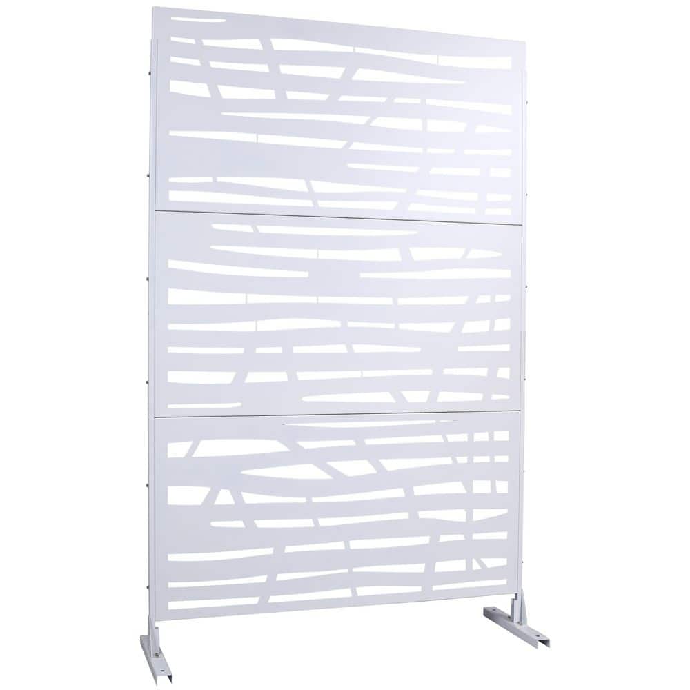 4ft. x 6.33ft. White Outdoor and Indoor Freestanding Metal Privacy Screen Fence Panels for Lawn Garden (not Composite) price history on PriceWatchPro