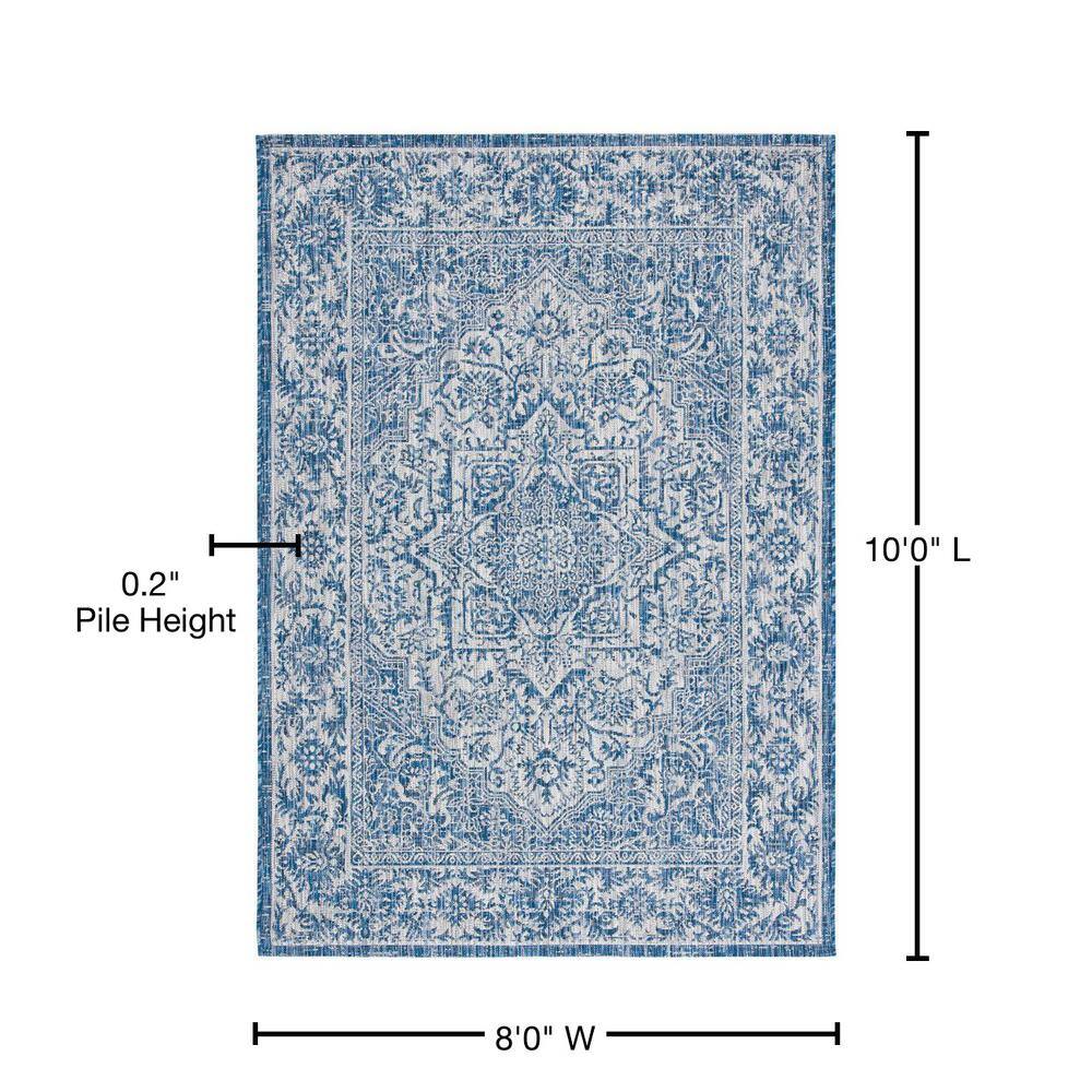 Gray Rectangular 8' x 10' Easy Care Synthetic Rug