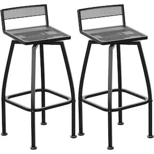 Swivel Metal Outdoor Bar Stools Set of 2, Indoor 27" Height Low Back Bar Stools, Outdoor Patio High Bar Chairs (2-Pack)