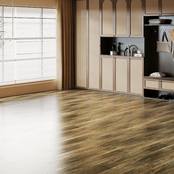 Walnut 12 MIL 6" W x 36" L Water Resistant Peel and Stick Vinyl Flooring Tile, Self-Adhesive Flooring (54 sq. ft./Box)