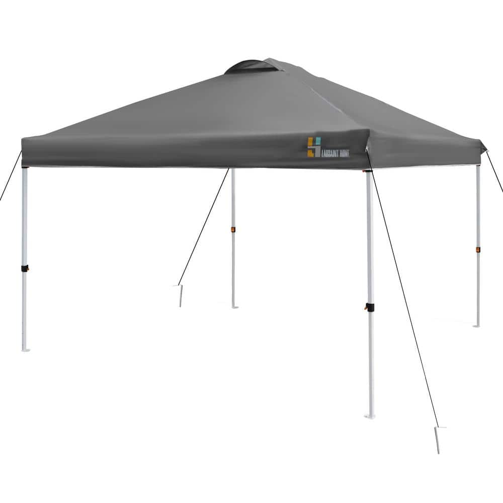 10 ft. x 10 ft. Gray Pop Up Canopy, Portable Folding Instant Canopy Tent wi