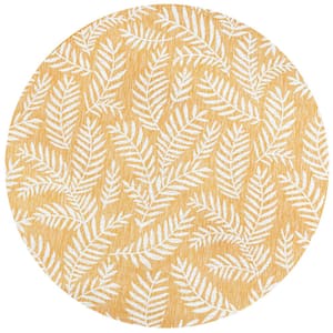 Nevis Palm Frond Yellow/Cream 5 ft. Round Indoor/Outdoor Area Rug