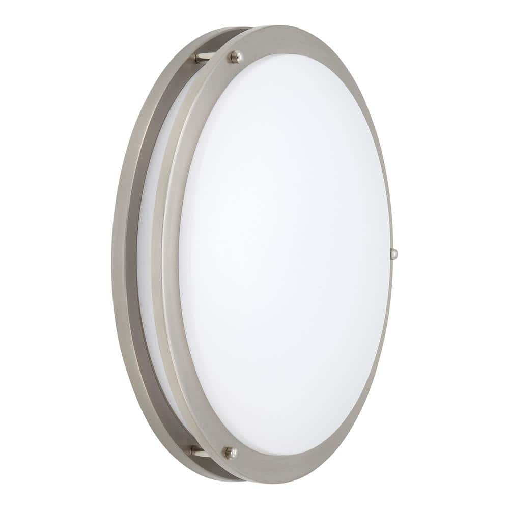 14-Inch Satin Nickel LED Round Flush Mount Ceiling Light with Motion Sensor