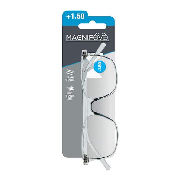 Magnifeye Rounded Square Clear Frame 1.5 Reading Glasses 85851-08