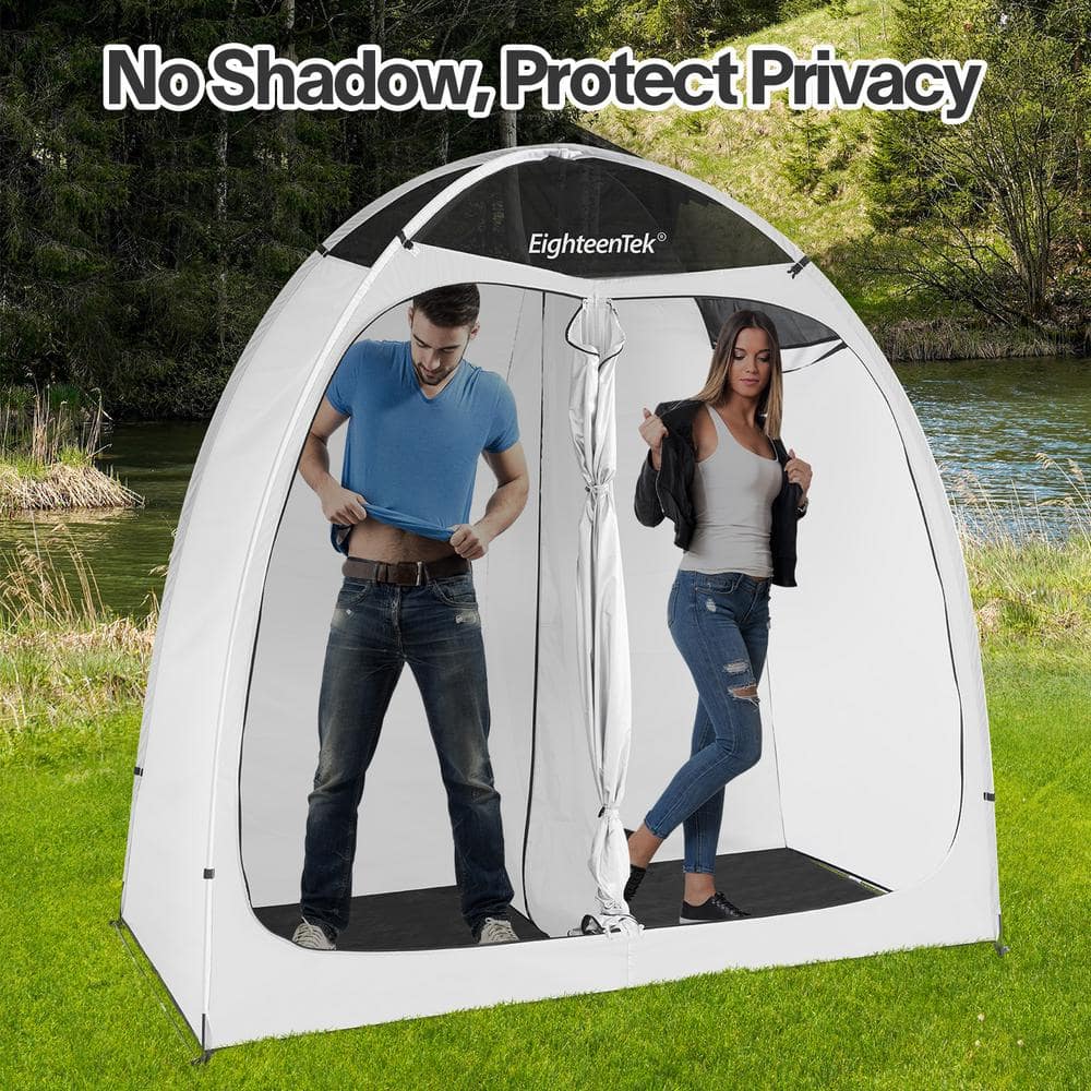 EighteenTek 2-Room White Polyester Camping Shower Tent