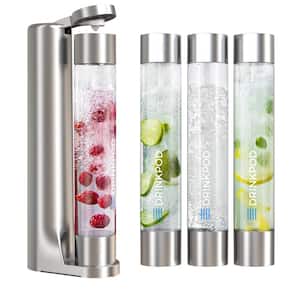 FIZZPod Silver One Touch Sparking Soda Maker Machine with 3-Bottles