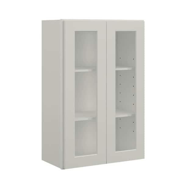 24 in. W x 12 in. D x 36 in. H in Shaker Dove Plywood Ready to Assemble Wall Cabinets with Shelf without Glass