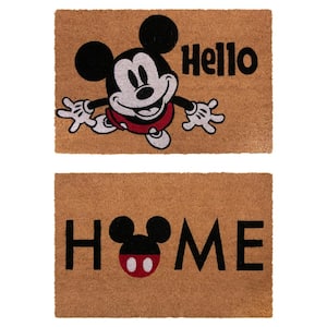 Mickey Mouse Home and Hello 20 in. x 34 in. Coir Door Mat (2-Pack)