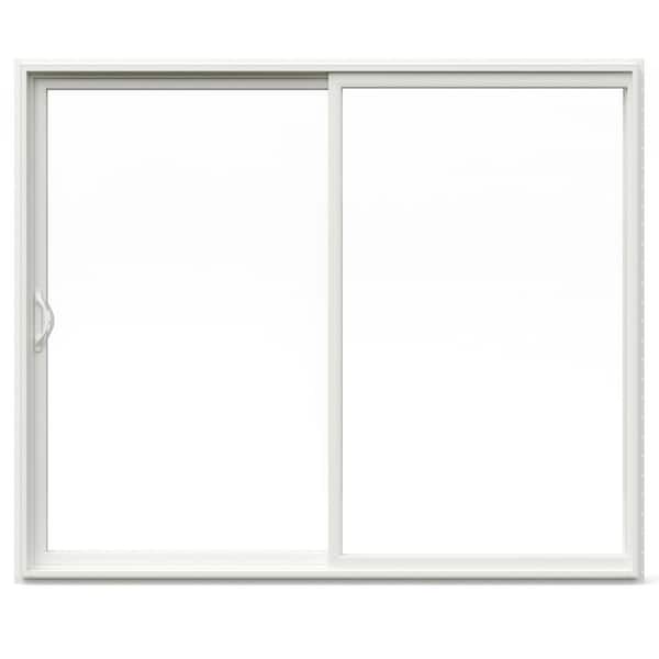 V-2500 96 in. x 80 in. x 4-9/16 in. Jamb White Vinyl Left-Hand Sliding Patio Door with Low-E Glass (Screen Included)