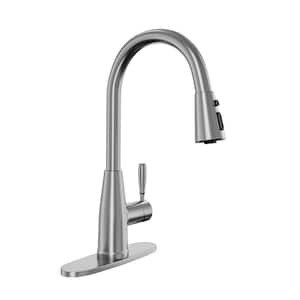 Single Handle Pull Down Sprayer Kitchen Faucet with 3 Modes in Stainless Steel