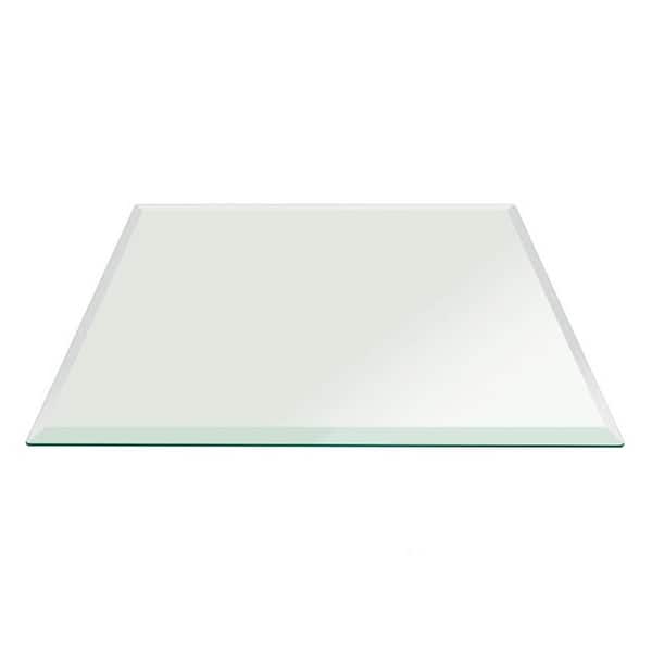 Fab Glass and Mirror 34 in. Clear Square Glass Table Top 1/2 in. Thick Bevel Polish Tempered Radius Corners