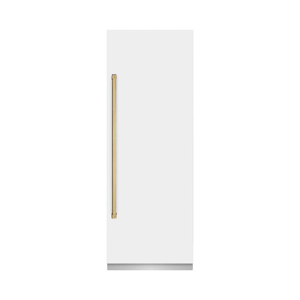 30 in. 16.7 cu. ft. Freezerless Column Refrigerator in Matte White with Graphite Gray Interior and Polished Gold Accents