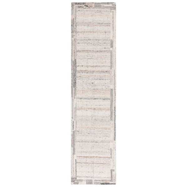 Restoration Vintage 2 ft. x 9 ft. Gray/Beige Geometric Abstract Runner Rug